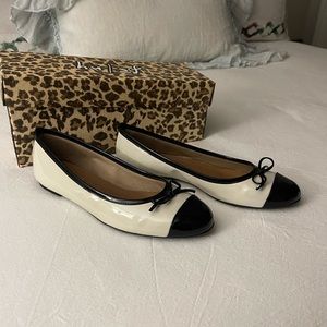 Black and Tan patent leather flats